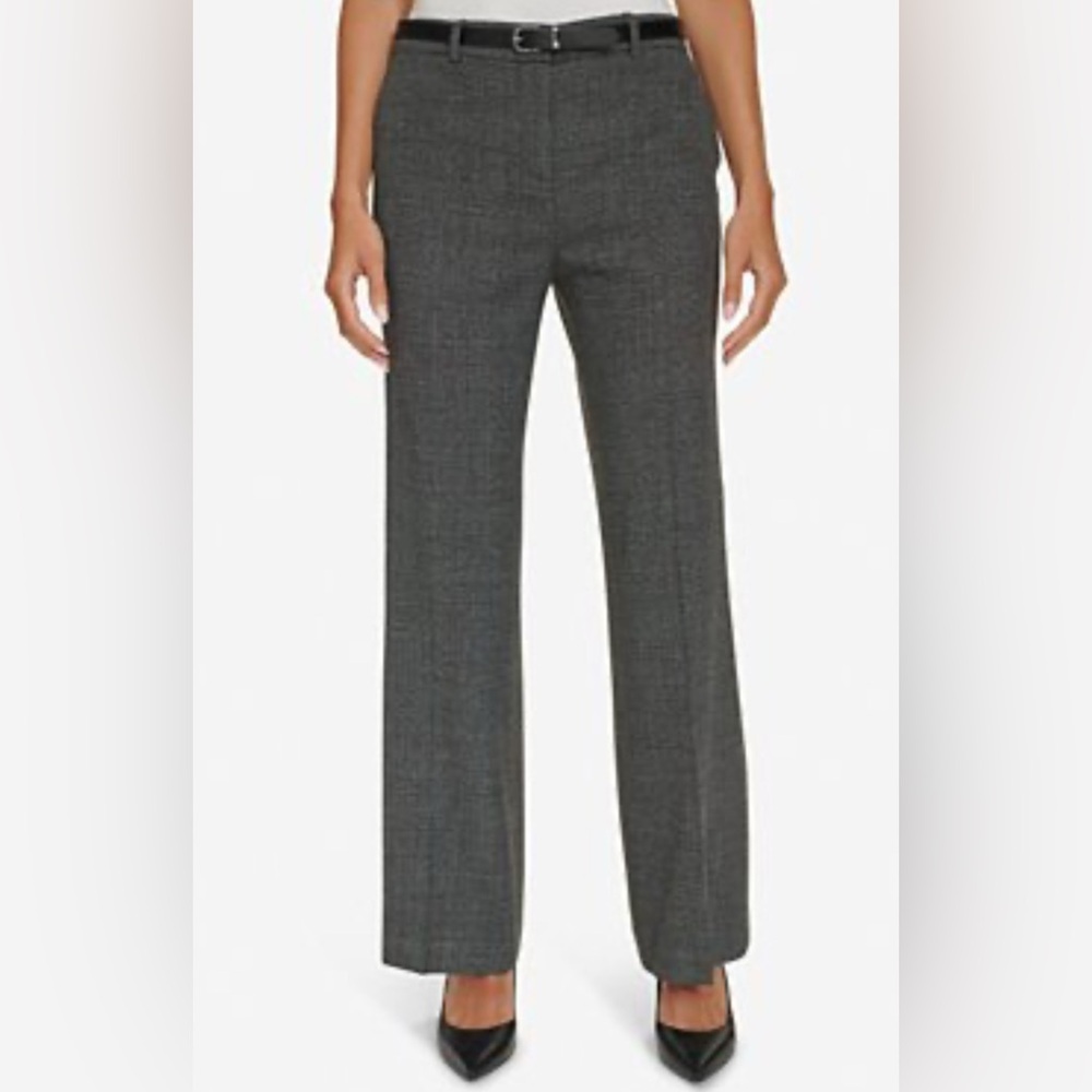 Calvin Klein Women's Brown Herringbone Belted Pants Size 12 N…